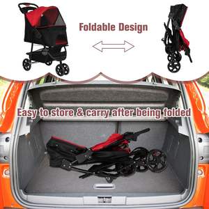 Cochecito de mascotas estándar con marco fuerte de nuevo diseño transpirable, cochecito cómodo para gatos - Product Image 3