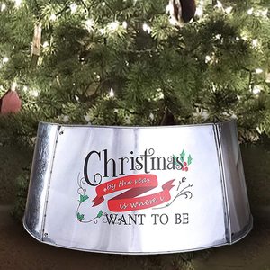 Collier de sapin de Noël en métal galvanisé, décor pour plantes en pot - Product Image 1