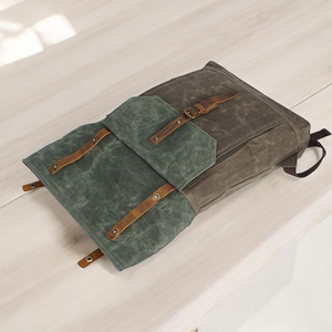 Mochila de lona encerada Unisex Estilo vintage Diseño de tendencia Mochila al aire libre Estudiantes Niños Bolsa - Product Image 4