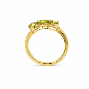 925 Sterling Silver Three <b>Stone</b> Peridot Ring Round Green Gemstones Modern Designer Jewelry - Product Image 3