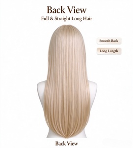 Peluca Larga y Lisa Rubio Claro, Fibra Premium, Línea de Cabello Natural, Suave y Sedosa, para Uso Diario - Product Image 5