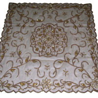 Nappe carrée en organza brodée, broderie florale, haute qualité, faite à la main, personnalisable, élégante, transparente