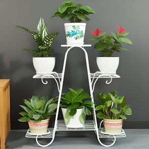 6-Tier White Iron Metal Plant Stand Indoor/Outdoor Home Decor Flower <b>Pot</b> <b>Holder</b> for Balcony & Garden - Product Image 1