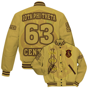 Iota Phi Theta Brown Gold Greek 1963 Varsity Jacket Letterman Fraternity Apparel Premium Classic University Outerwear - Product Image 6