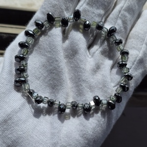 Pulsera de cuentas de moissanita Hermosas gotas de lágrima negra Moissanite & Aqua Blue Cubs Moissanite Beads joyería personalizada - Product Image 2