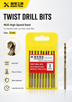 Juego de Brocas Helicoidales de Cobalto HSS M35 con Vástago Recto, Ángulo de Punta de 118°, 2 mm, para Perforar Acero Inoxidable, Hierro y Chapa de Acero