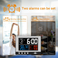 Jam Digital Multifungsi, jam Digital Thermo higrometer termometer higrometer layar warna besar dengan lampu latar