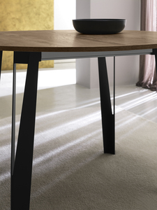 Mesa de Comedor Redonda Extensible Moderna Hecha en Italia con Tapa de Madera y Patas de Metal, Muebles de Comedor, Mesa de Extensión Circular de Lujo - Product Image 2