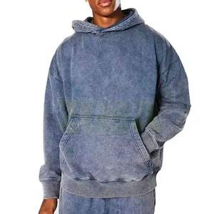 Sweat à capuche pull lavé à l'acide de haute qualité pour hommes imprimé personnalisé surdimensionné à manches longues 100% coton sweats à capuche pour hommes de base pour l'hiver - Product Image 6