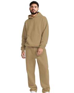 ชุดวอร์มผู้ชายสีกากีแบบมีฮู้ด ผ้าฝ้ายฟลีซ เสื้อฮู้ดและกางเกงจ็อกเกอร์ ชุดลำลองสไตล์สตรีทแวร์สำหรับฤดูหนาว คุณภาพพรีเมียม - Product Image 1