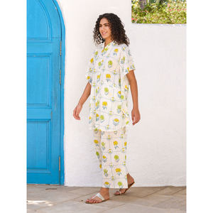 Meher Cotton Floral Shirt <b>Dress</b>-<b>Knee</b>-<b>Length</b> Mandarin Collar Flowy <b>Summer</b> Beach Style - Product Image 6