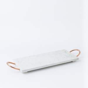 ถาดหินอ่อนสีขาวพร้อมหูจับสีทองถาดเสิร์ฟหินอ่อนหรูหราถาดตกแต่งบ้าน - Product Image 5