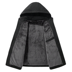 Veste matelassée pour homme chaude d'hiver avec doublure en polaire épaisse à capuche imperméable coupe-vent - Product Image 3