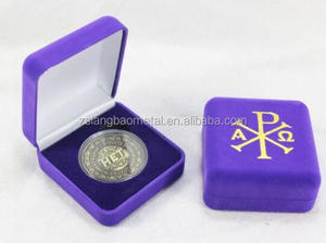 Đồng phục Khuy măng sét Khuy măng sét tie clip Nhung hộp màu xanh nhung đồng xu hộp huy chương tiền xu Hộp Quà Tặng ve áo Pin gói - Product Image 4