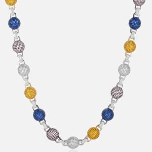 Collar de Eslabones de Moissanita Colorida, Estilo Hip Hop, Cadena Cubana de Latón con Gemas Multiformes de Primera Calidad, Regalo - Product Image 1