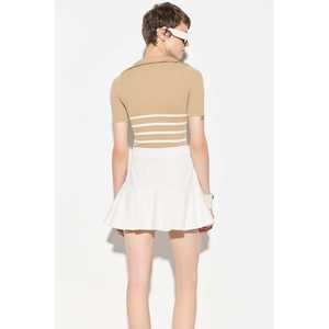 Jupe plissée décontractée vintage au-dessus du genou, 85 % polyester, Mega Merchant, pour l'été, l'automne et le printemps, style short, naturel - Product Image 5