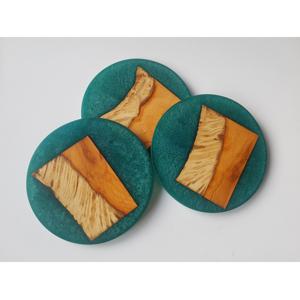 Sous-verre en bois et résine au design élégant avec support pour la vente en gros, sous-verre carré de haute qualité avec couleur bleue pour l'hôtel - Product Image 4