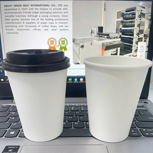 Vaso de Papel Desechable de Pared Simple con Recubrimiento de PE y Logotipo Personalizado GREEN NEST para Bebidas de Cafetería y Comida para Llevar - Product Image 1