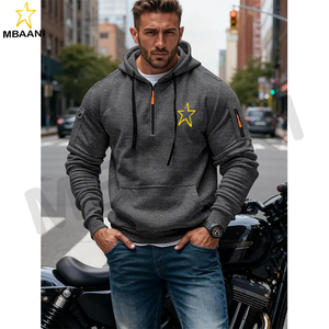 Sweat à capuche pour homme avec fermeture éclair et poche kanga. - Product Image 5