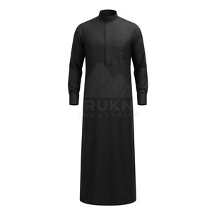 Thobe saoudien classique décontracté en coton léger et respirant, coupe ajustée, manches longues, détail boutonnière avant, idéal pour les événements - Product Image 5