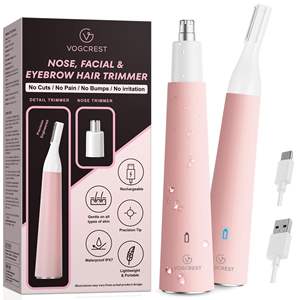 Tondeuse portable étanche rechargeable 2-en-1 pour poils du nez et des oreilles pour femmes, facile à nettoyer, pour peaux sensibles, en plastique, alimentée par USB - Product Image 2
