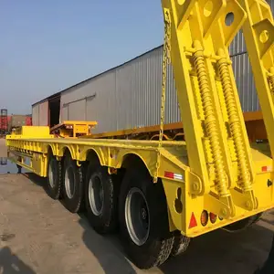 เพลา 60 ตัน 100 ตันทางลาไฮดรอลิกรถตัก Lowboy แบบขยายได้ Lowbed รถพ่วงเตียงต่ํารถบรรทุกกึ่งพ่วง