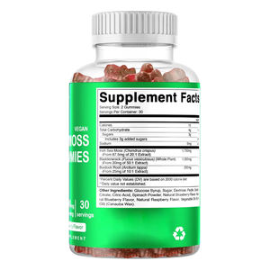 Gomitas de Musgo Irlandés OEM Veganas, Suplemento de Raíz de Bardana y Alga Marina, Apoyo para la Salud Intestinal y de la Piel para Adultos - Product Image 3