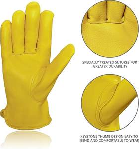 Guantes de cuero de oveja Guantes de conductor de cuero de ajuste cómodo para la seguridad de las manos Guantes de conducción de cuero de transferencia de calor para trabajar - Product Image 2