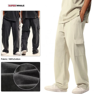 Pantalones Deportivos Holgados de Algodón para Hombre, Estilo Jogger, con Rayas Desteñidas por el Sol, Lavado Ácido, Pierna Ancha, Personalizados de Alta Calidad 2025 - Product Image 2
