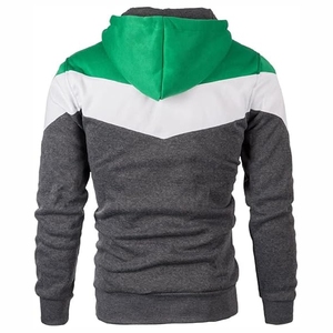 Sweat-shirt à capuche gris, vert et blanc de haute qualité, en molleton de coton doux pour hommes, prix de gros - Product Image 2