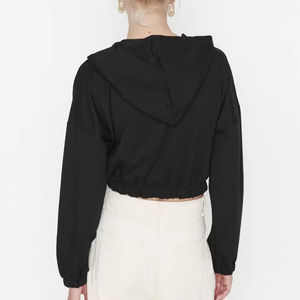 Sudadera con capucha de algodón de manga larga de alta calidad con logotipo personalizado para mujer, estilo jersey con tejido de punto para ropa informal de invierno - Product Image 2