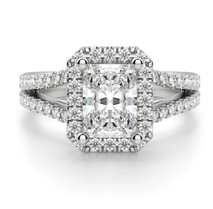 Anillo de compromiso de moissanita de Halo dividido de corte radiante, alianza de boda de plata esterlina con diamante para fiestas, exportación a la India - Product Image 1