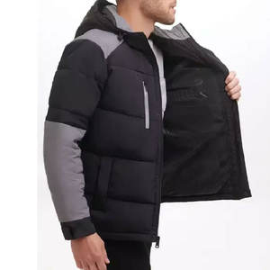 Veste matelassée personnalisée de haute qualité 2023 pour hommes, fermeture éclair, capuche, imperméable, coupe-vent, polyester/nylon, pour l'extérieur, hiver - Product Image 2
