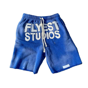 Custom <b>Men's</b> High Quality 100% Cotton Sun fade Acid Wash <b>Shorts</b> with Distress Embroidery Streetwear Style Applique <b>Patches</b> <b>Short</b> - Product Image 6