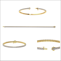 Trendy Women's 3,4 Ct Lab Grown Diamond 10K Gold Bracelet VS Clarity EF Color Bangles