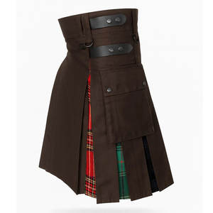 Kilt utilitaire hybride pour homme – Coton marron avec plis multi-tartan 2026 - Product Image 2