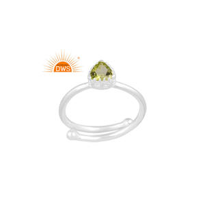 Anillo apilable de piedras preciosas de peridoto Natural de plata de ley fina, joyería personalizada para mujer, regalo para ella - Product Image 1
