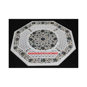 Excellent Top Class Stander Quality White Marble Inlay <b>Work</b> Decorative Office Stone Inlay Dining <b>Table</b> Top <b>for</b> Buyers Required - Product Image 1