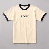 Dernière mode 220gsm 100% coton Ringer manches courtes col rond hommes femmes T-shirts unis couleur personnalisée toutes tailles