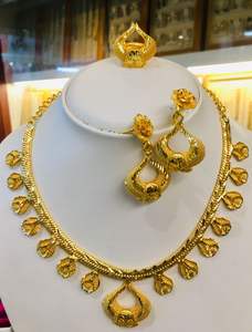 24K chapado en oro Dubai Vintage moda joyería conjunto pendientes brazaletes peines broches en Material de cobre para EE. UU. - Product Image 3