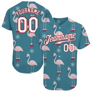 Direct Engro Sportswear Industry Custom <b>Teal</b> White-Red Christmas 3D Authentic Baseball Jersey Plus Size Design - Product Image 1