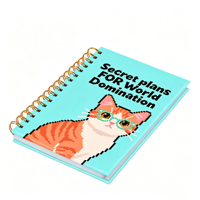 Organiseur/Agenda à spirale personnalisé avec pages à feuilles mobiles, motif chat pixelisé amusant pour journalisation quotidienne scolaire