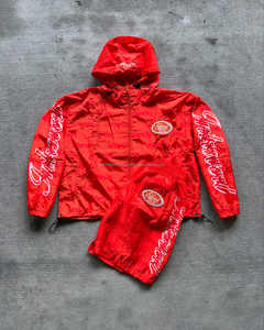 2025 <b>Men's</b> Summer Streetwear 2-Piece Sweat <b>Suit</b> High Quality Nylon Zipper Hoodie Windbreaker and Shorts Set with Front Logo - Product Image 1