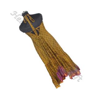 SD004 Saree / Sari / Shari vêtements indiens et pakistanais de l'Inde Hippy Boho indien longue robe imprimée sari en soie Vintage à fleurs - Product Image 4