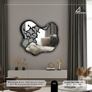 Stainless Steel PVD Coated Frame <b>Mirror</b> with Fabric Laminated <b>glass</b> Bathroom Vanity Elegant Irregular - Product Image 3