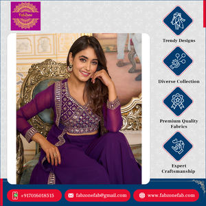 La mejor calidad Faux Georgette Designers Luxury Look Party Wear Shrug and Palazzo con Choli Indo-Western Set para mujer - Product Image 2