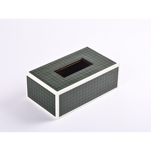 Porte-mouchoirs rectangulaire en métal vert foncé moderne pour la décoration de la maison et de l'hôtel, cadre en métal élégant avec bordure blanche, distributeur de mouchoirs - Product Image 1