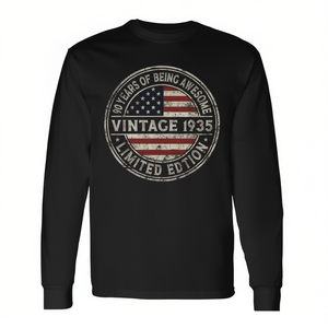 Camiseta vintage de manga larga con bandera estadounidense de edición limitada de 1935, 90 años de ser genial - Product Image 2