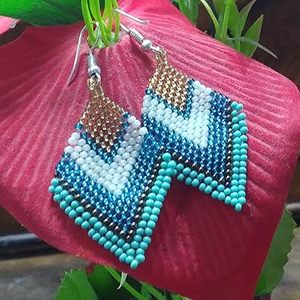 Boucles d'oreilles brodées de perles faites à la main pour femmes filles bijoux de mode indien ethnique Dangler Design Style tendance pour les mariages - Product Image 2