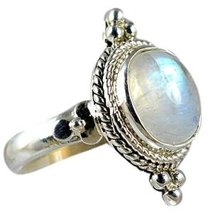 925 Sterling Silver Rainbow Moonstone Statement Ring Handmade Boho June Birthstone Jewelry 18K Perfect Gift for Her Birthday - Product Image 1
